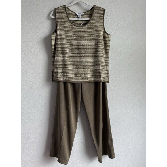 Ming Wang 2pc Cami Pant Set Women’s Large Light‎ Brown Acrylic Stretchy Comfort - Picture 3 of 14